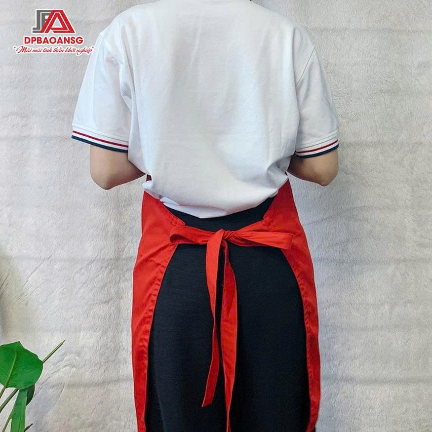 Tạp Dề Yếm Dài Vải Kaki Màu Đỏ - Đồng Phục Quán Cafe, Nhà Hàng, Nấu Ăn, Vẽ Tranh