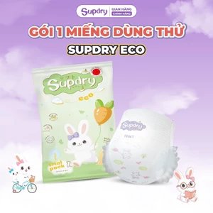 Túi 1 Miếng Dùng Thử Tã/Bỉm Supdry Eco Êm Ái, Khô Thoáng, Thấm hút tốt Cho bé size M, L, XL, XXL, 3XL