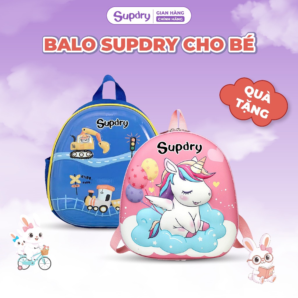 Balo Supdry Cho Bé Đi Học, Balo Trứng Họa Tiết Dễ Thương - Giao Màu Ngẫu Nhiên [QT]