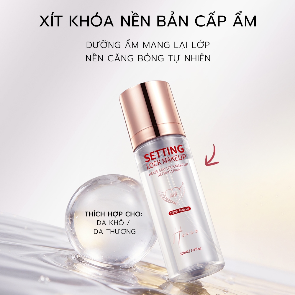 Xịt Khóa Nền HEXZE 100ml – Giữ Lớp Makeup Lâu Trôi, Kiềm Dầu & Cấp Ẩm Tự Nhiên
