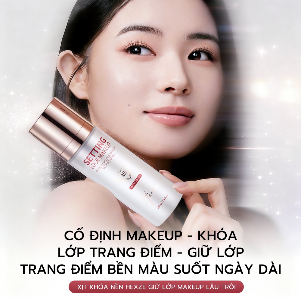 Xịt Khóa Nền HEXZE 100ml – Giữ Lớp Makeup Lâu Trôi, Kiềm Dầu & Cấp Ẩm Tự Nhiên