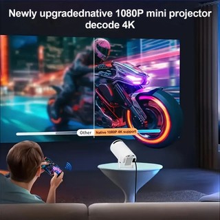 FEINODI Máy chiếu mini di động dùng tại nhà với WiFi, màn hình 4K siêu nét và phần mềm phát video trực tuyến Netflix và