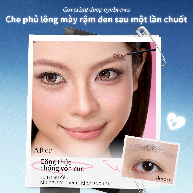 ROCKSWEET Mascara Lông Mày 2.0–Họa Tiết Mờ Nhung Cho Lông Mày Trông Tự Nhiên, Chống Mồ Hôi, Chống Thấm Nước, Chống Nhòe