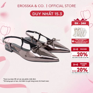 Giày slingback nữ đế bệt phối nơ kiểu dáng thanh lịch cao 2cm màu chì - EH069
