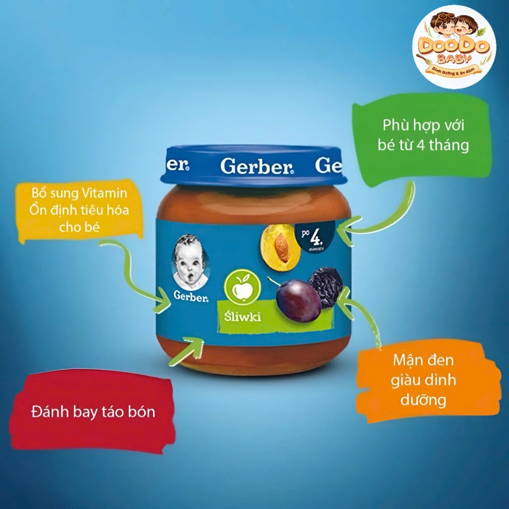 Mận Đen Nghiền Gerber Ăn Dặm Cho Bé (125g)