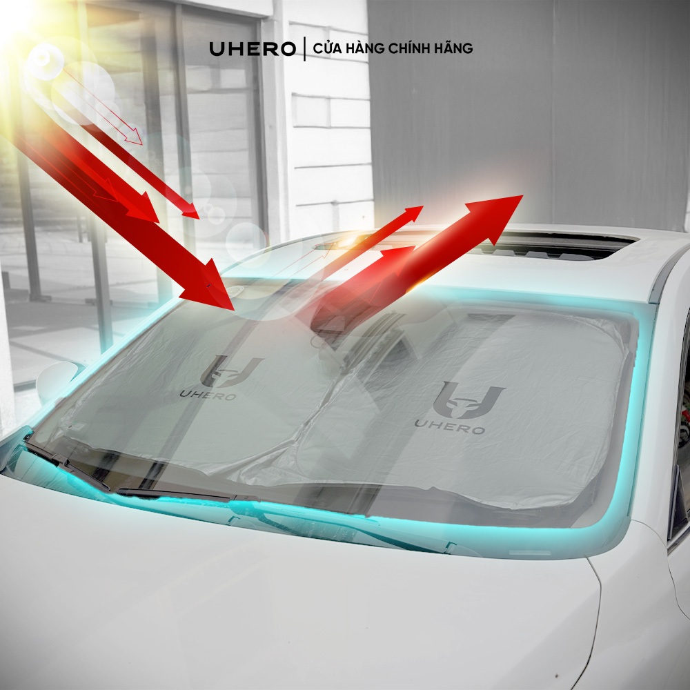 Tấm chắn nắng kính lái ô tô UHERO bản to không dính, vải Titan Oxford 420D cao cấp cách nhiệt, chống tia UV, gấp gọn tiệ