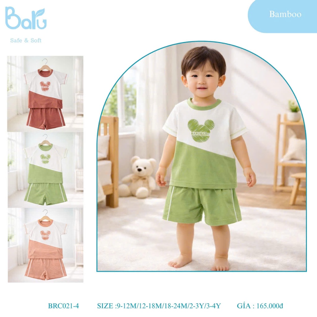 BỘ CỔ TRÒN CỘC TAY . QUẦN ĐÙI, BRC021-4
