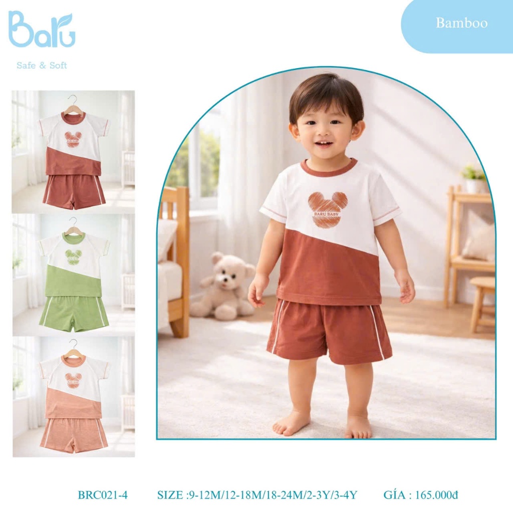 BỘ CỔ TRÒN CỘC TAY . QUẦN ĐÙI, BRC021-4