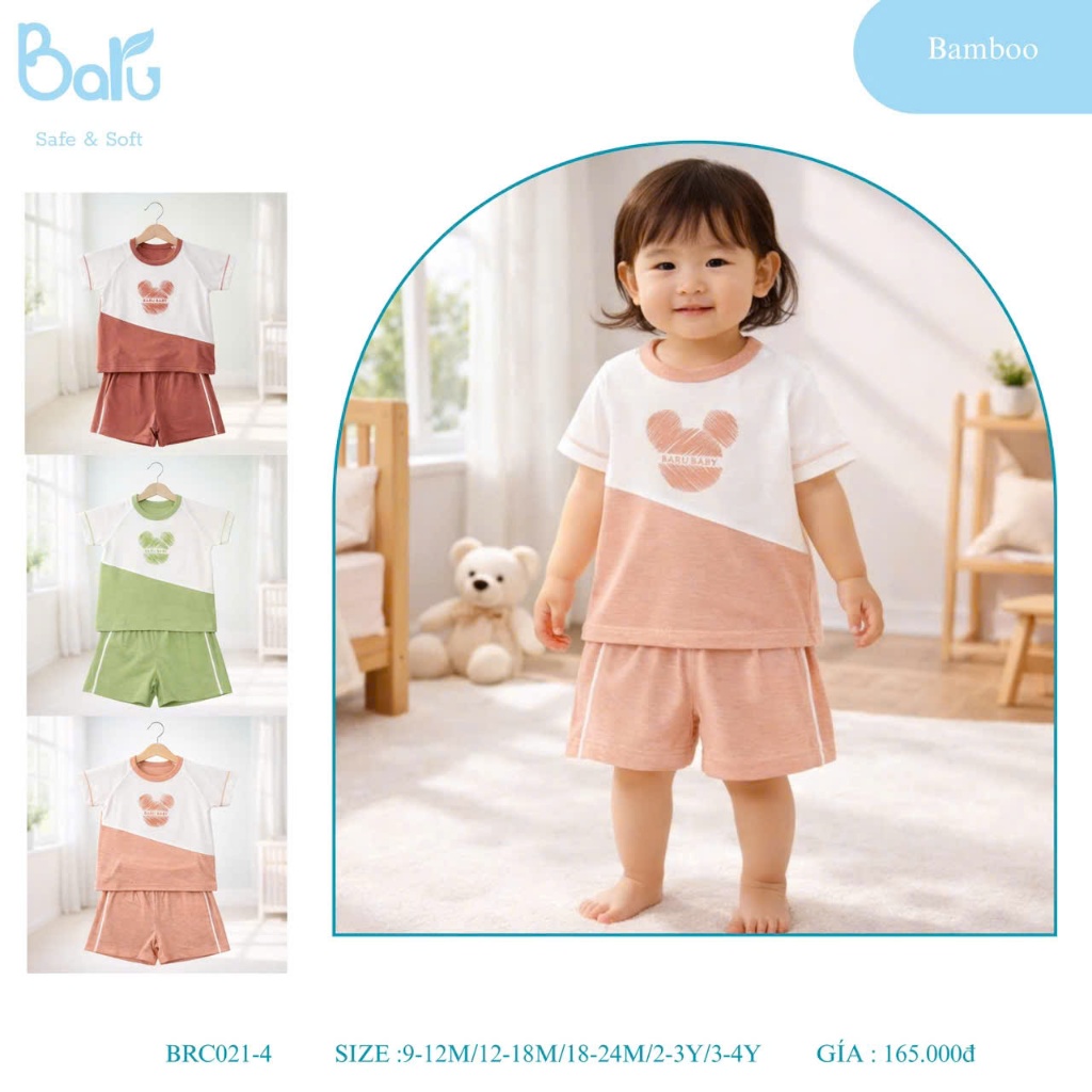BỘ CỔ TRÒN CỘC TAY . QUẦN ĐÙI, BRC021-4