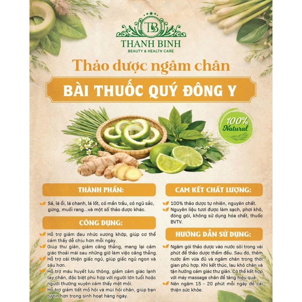 Thảo Dược Ngâm Chân Nguyên Lá Thơm Mới Tự nhiên - Thanh Binh Beauty Spa