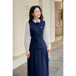 Áo Kiểu Nữ Sơ Mi Công Sở LAMER FASHION Phối Tay Voan Nơ Eo, Chân Váy Công Sở Chun Sau L61H26Q004 L62L26Q003