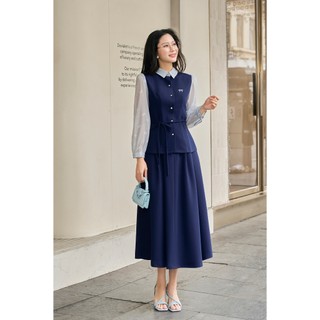 Áo Kiểu Nữ Sơ Mi Công Sở LAMER FASHION Phối Tay Voan Nơ Eo, Chân Váy Công Sở Chun Sau L61H26Q004 L62L26Q003