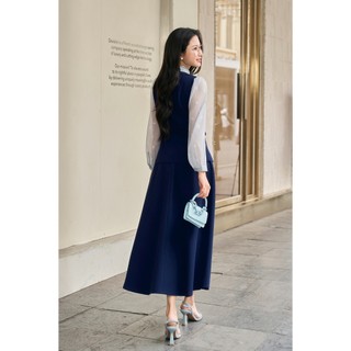 Áo Kiểu Nữ Sơ Mi Công Sở LAMER FASHION Phối Tay Voan Nơ Eo, Chân Váy Công Sở Chun Sau L61H26Q004 L62L26Q003