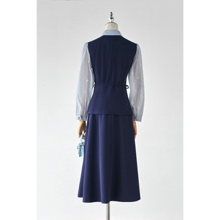 Áo Kiểu Nữ Sơ Mi Công Sở LAMER FASHION Phối Tay Voan Nơ Eo, Chân Váy Công Sở Chun Sau L61H26Q004 L62L26Q003