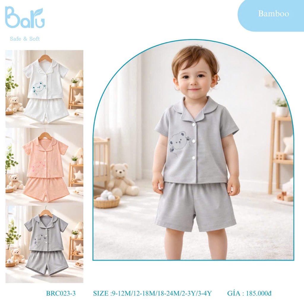 BỘ PIJAMA CỔ BẺ - BRC023-3