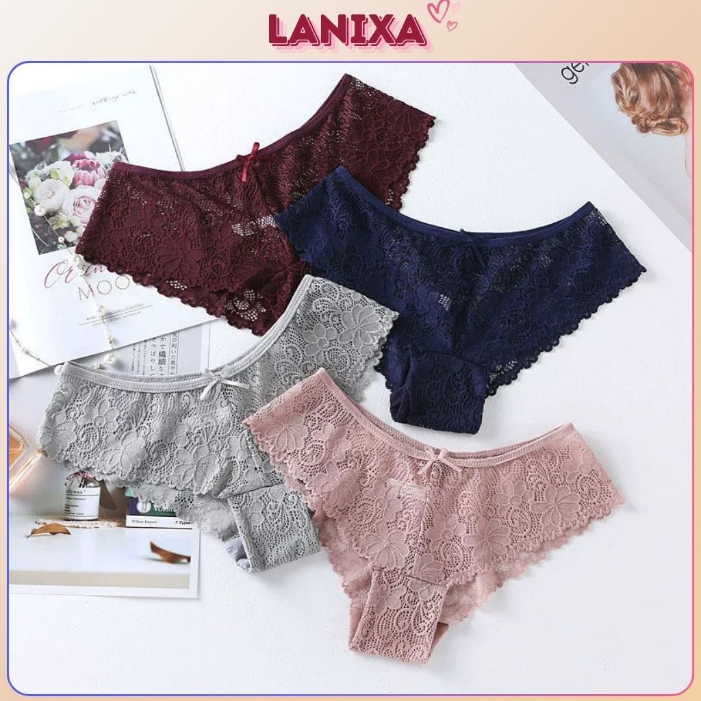 Quần lót nữ ren lưới sang trọng thoáng mát cạp vừa tôn dáng gợi cảm dáng chữ y xinh xắn LANIXA L6824