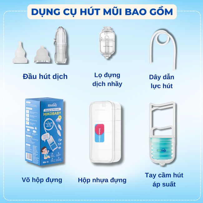 Dụng cụ hút mũi kéo tay HIKOBABY Mũi Hút Silicon Mềm, Dụng Cụ Làm Sạch Mũi, Hút Nguyên Tắc Áp Lực Âm