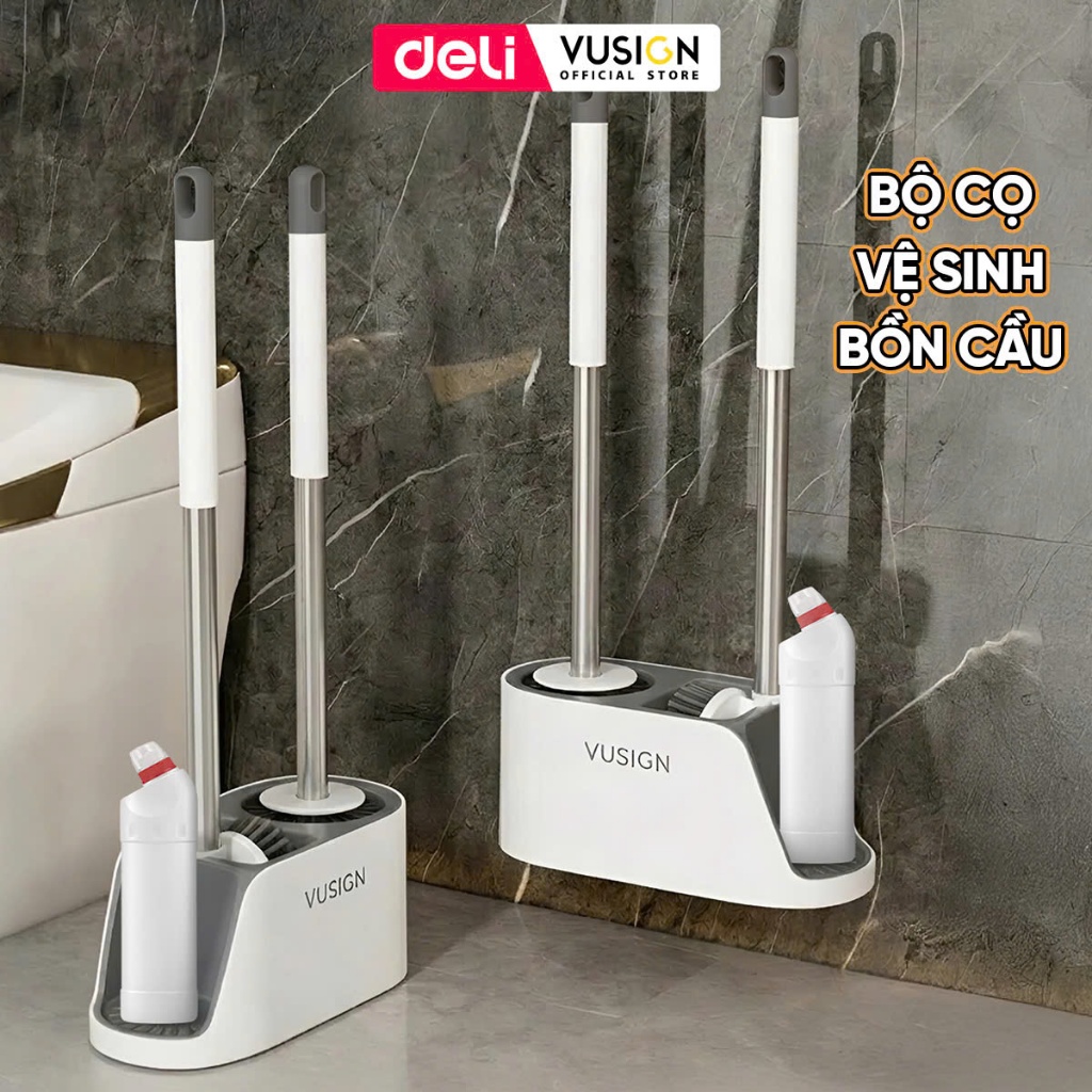 [SVIP] Cọ bồn cầu, cọ toilet nhà vệ sinh 3 trong 1 DelixVusign có thể treo tường, giá đựng tiện lợi