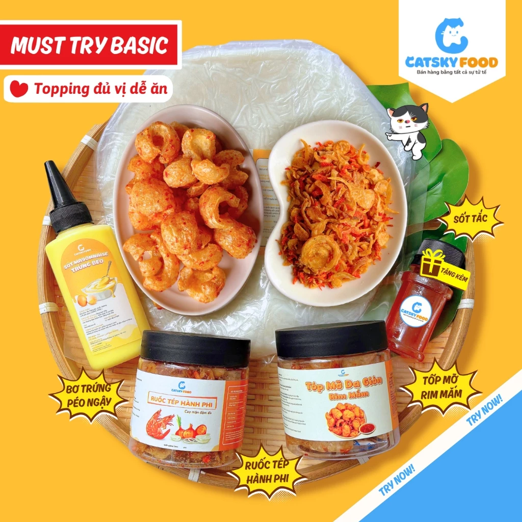 Bánh tráng phơi sương CATSKY FOOD combo bánh tráng sốt muối béo đồ ăn vặt tiện lợi - COMBO MUST TRY ảnh 4