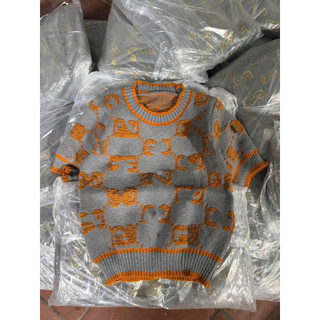 LT - Áo len nữ cồ tròn chữ nổi len xù gai, free size len cộc tay 1576