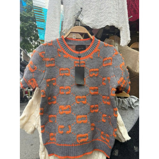 LT - Áo len nữ cồ tròn chữ nổi len xù gai, free size len cộc tay 1576