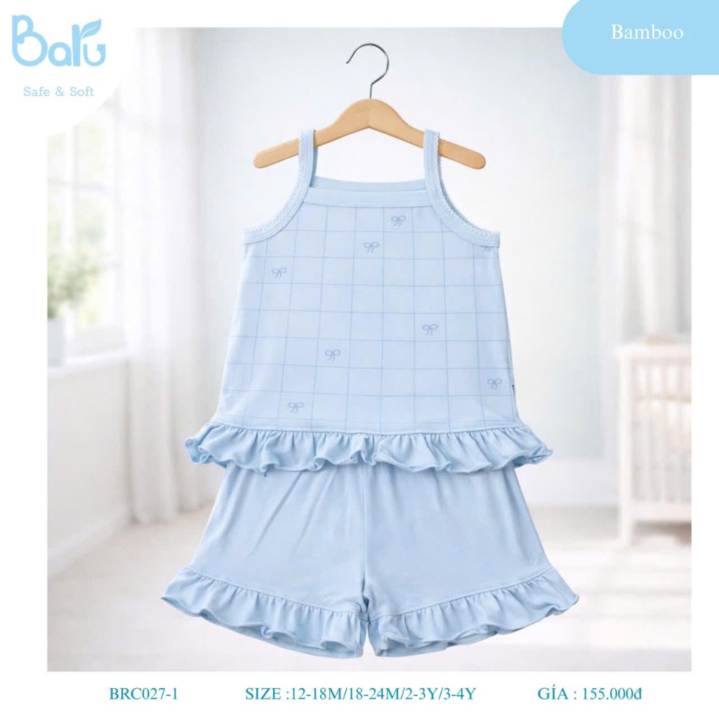 Bộ áo hai dây, quần thun bé gái - BRC027-1