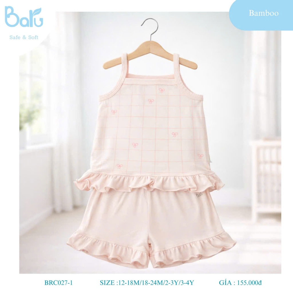 Bộ áo hai dây, quần thun bé gái - BRC027-1