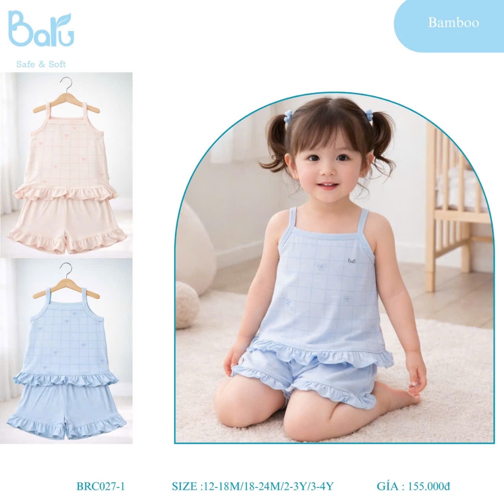 Bộ áo hai dây, quần thun bé gái - BRC027-1