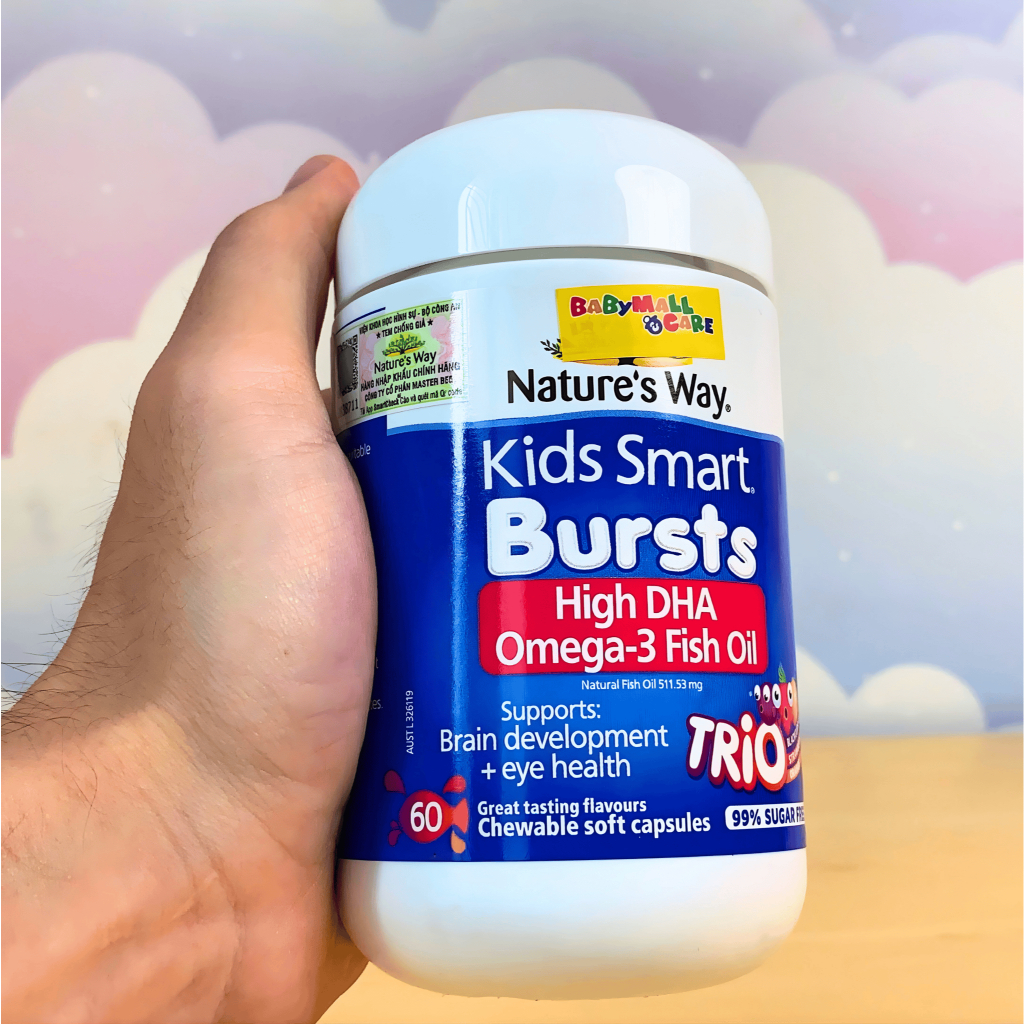 Viên Dầu Cá Kids Smart Bursts High DHA Omega 3 Fish Oil 60 Viên Hỗ Trợ Não Bộ Và Mắt | Babymall&Care