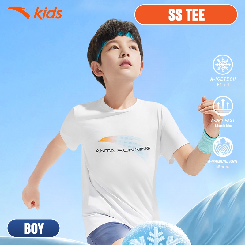 ANTA KIDS Áo Phông Thể Thao Bé Trai 3525B5104 Mềm Mịn, Thoáng Mát
