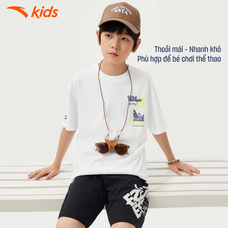 [VC 100K] Áo phông + quần short ngắn thời trang thể thao bé trai size 130-170 Anta Kids Wildplayer 3525B8133