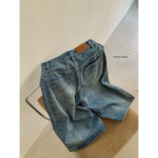 𝐏𝐡𝐢𝐞𝐧 𝐖𝐆𝐖𝐄 | (Sẵn) w9086 Quần Đùi Jean Ngố Xanh Mát Cạp Cao Form Rộng
