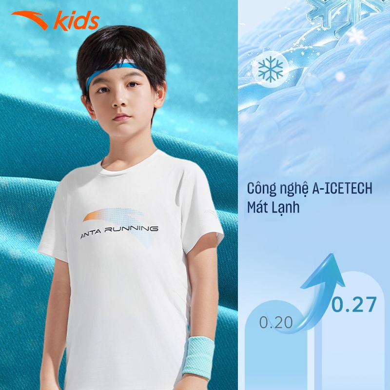 ANTA KIDS Áo Phông Thể Thao Bé Trai 3525B5104 Mềm Mịn, Thoáng Mát