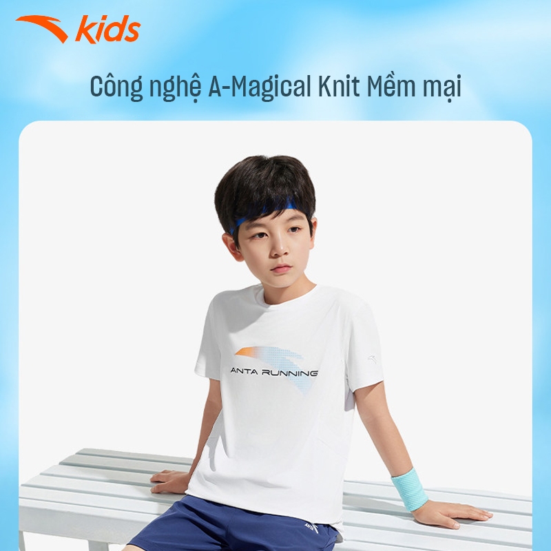 ANTA KIDS Áo Phông Thể Thao Bé Trai 3525B5104 Mềm Mịn, Thoáng Mát