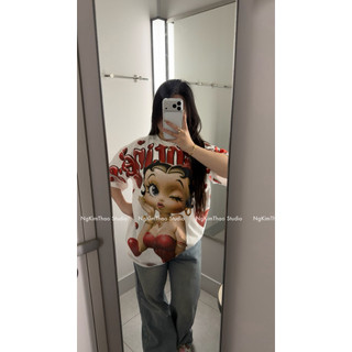 [By.NguyenKimThao] Áo Phông Cotton 100% Betty Bop Valentine Hình In 2 Mặt