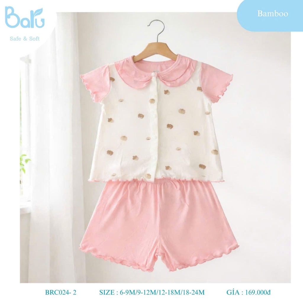Bộ cài khuy cổ bẻ bé gái - BRC024-2