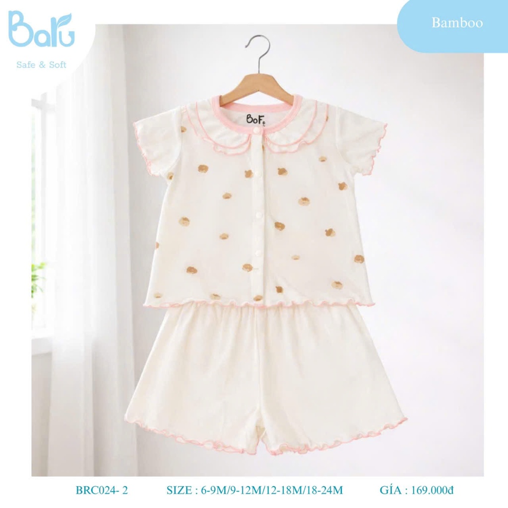 Bộ cài khuy cổ bẻ bé gái - BRC024-2