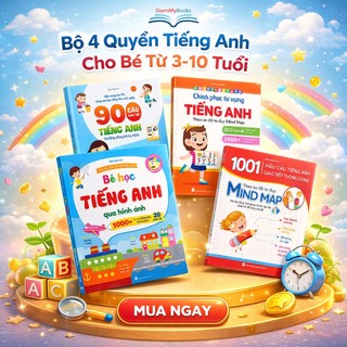 Sách- Bộ 4 Quyển Tiếng Anh Đầu Đời Cho Bé Qua Hình Ảnh Và Sơ Đồ Tư Duy Từ 3-10 Tuổi File Nghe Quét Mã QR