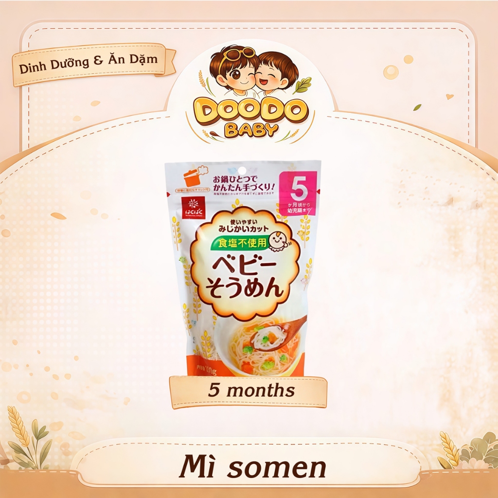Mì Somen Hakubaku Tách Muối Ăn Dặm Cho Bé từ 5m+ (100g)