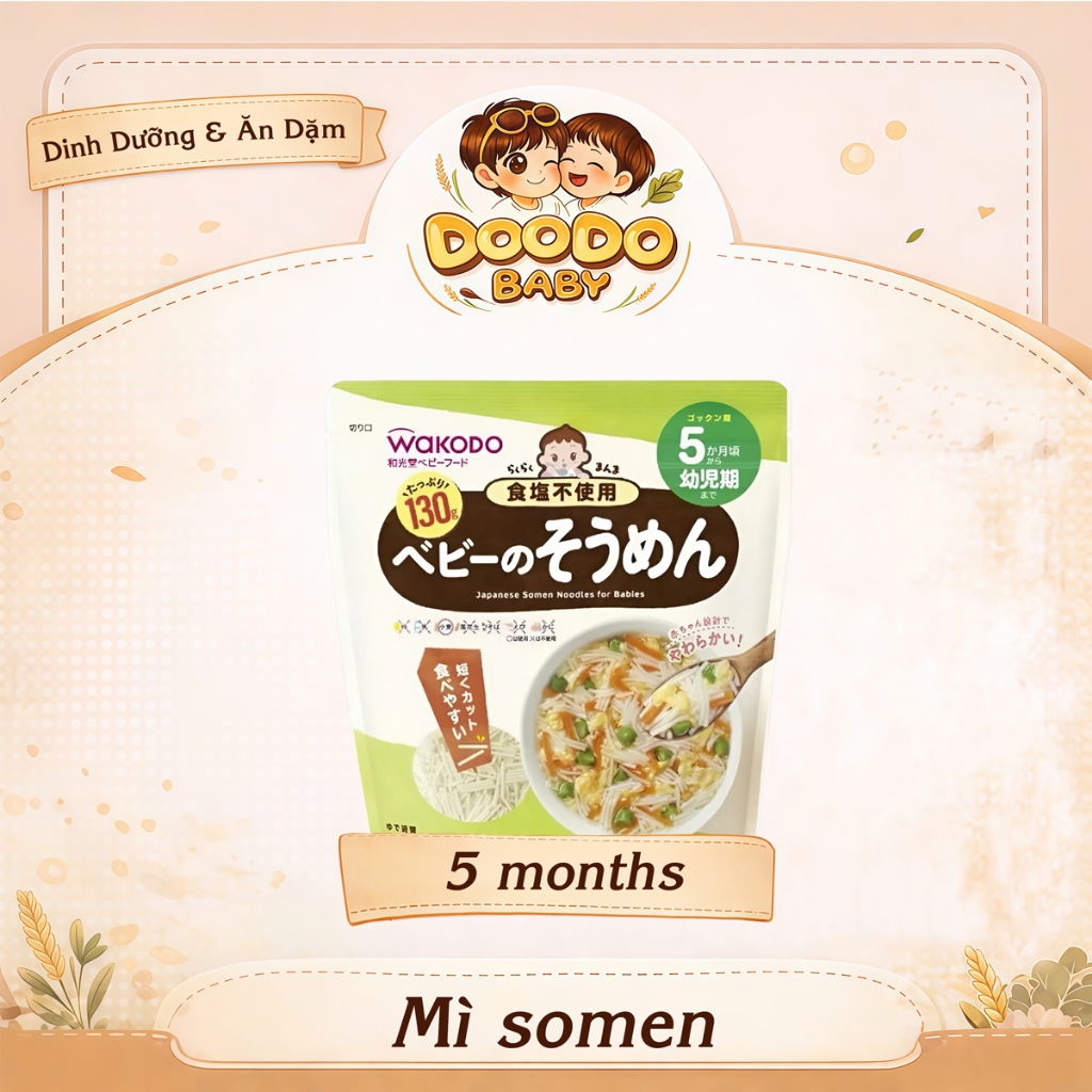 Mì Somen Tách Muối Wakodo Ăn Dặm Cho Bé Từ 5M+ (130g)