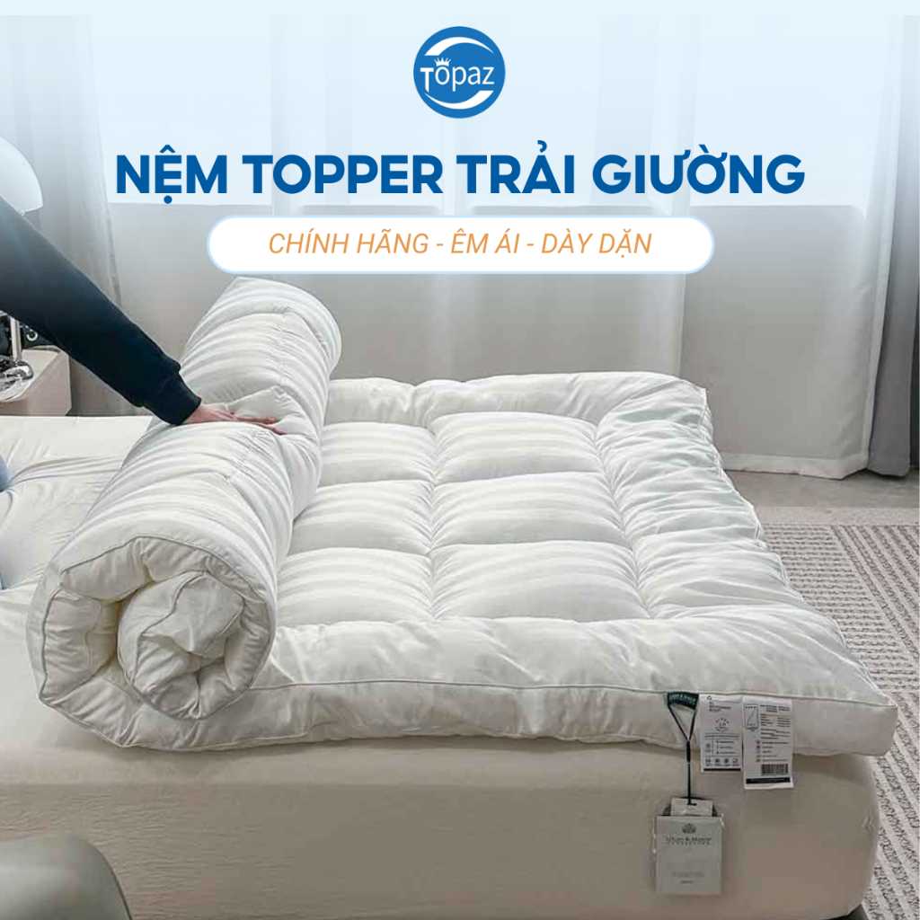 TOPPER NỆM làm mềm đệm bông tấm christopher guy chính hãng TOPAZ màu trắng giúp bạn có giấc ngủ êm ái tiện nghi cao cấp
