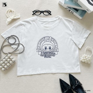 Áo Thun Nữ Croptop In Hình Labubu, Áo Phông Nữ Ngắn Tay Cổ Tròn Form Rộng, Áo Thun Croptop Nữ Dễ Thương 6935