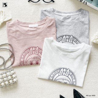 Áo Thun Nữ Croptop In Hình Labubu, Áo Phông Nữ Ngắn Tay Cổ Tròn Form Rộng, Áo Thun Croptop Nữ Dễ Thương 6935