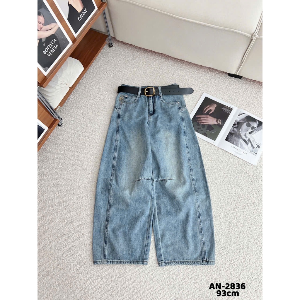 [Sẵn/QC] Quần Jeans Nữ Dáng Boom Thụng Dài 95/25cm Chất Mềm Đủ Màu Tặng Kèm Đai #2836