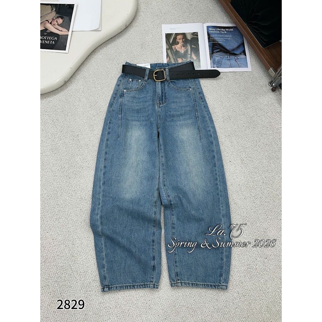[Sẵn/QC] Quần Jeans Nữ Dáng Suông 100/25cm Chất Mềm Tặng Kèm Đai Đủ Màu #2829