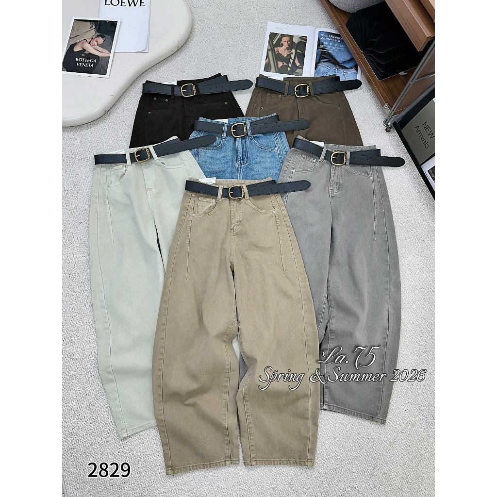 [Sẵn/QC] Quần Jeans Nữ Dáng Suông 100/25cm Chất Mềm Tặng Kèm Đai Đủ Màu #2829