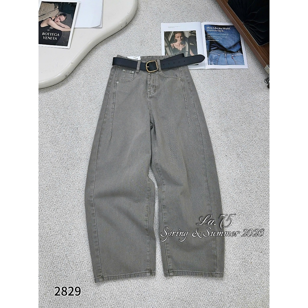 [Sẵn/QC] Quần Jeans Nữ Dáng Suông 100/25cm Chất Mềm Tặng Kèm Đai Đủ Màu #2829