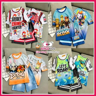 Đồ Bộ Bé Trai Ann Kids 13-47kg - Bộ Thun Lạnh Thái 3D Hình Siêu Anh Hùng, Spiderman, Roblox Siêu Mát