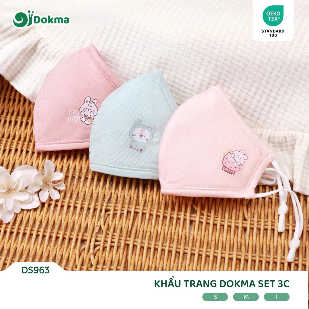 Khẩu Trang Bé Trai, Bé Gái Dokma (Hộp 3 Chiếc Màu Ngẫu Nhiên)
