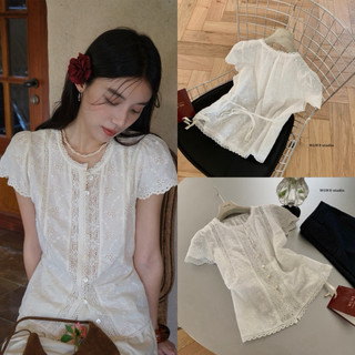 𝐏𝐡𝐢𝐞𝐧 𝐖𝐆𝐖𝐄 | (Sẵn) w9031 Áo Thô Ren Cổ Tim Dây Buộc
